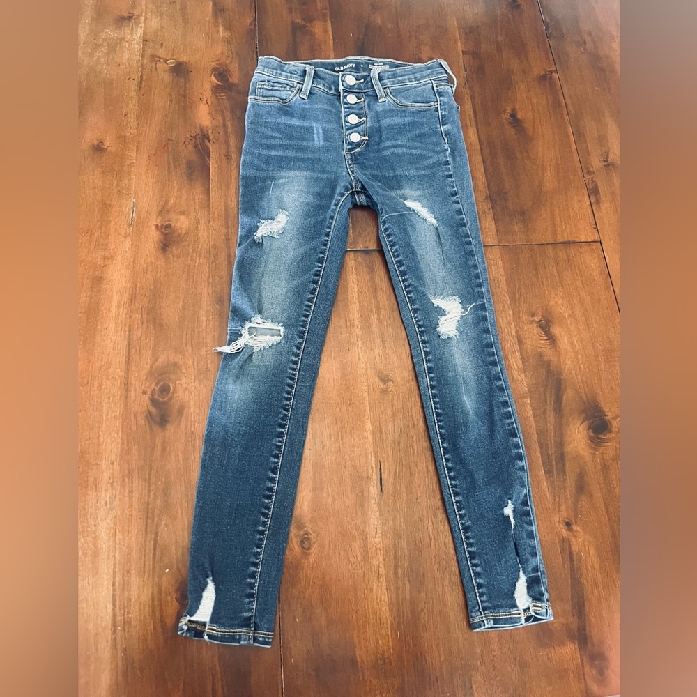 2 Pairs Of Old Navy Size 8 Youth Jeans High Rise Skinny Jeggings